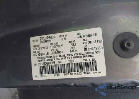 2005 Dodge Ram 3500 Slt/Laramie z USA, uszkodzony, nr VIN 3D7LS38CX5G703038